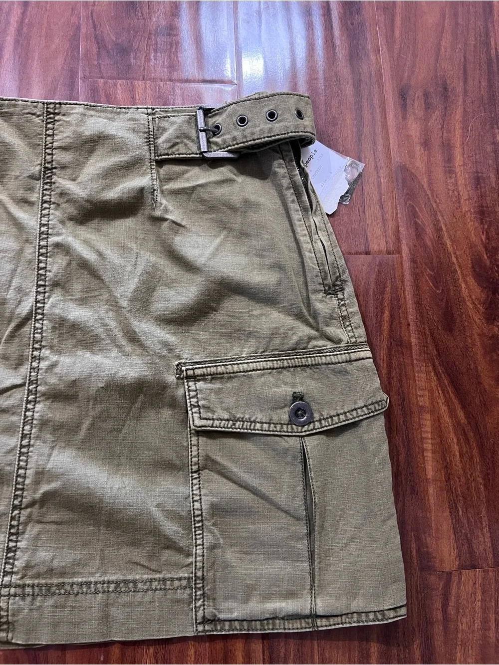 NWT Free People Erika Utility Mini Skirt Olive Green size 6